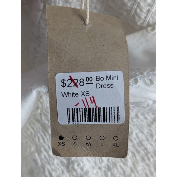 Spell & The Gypsy Bo Mini Dress Womens Size XS White Floral Eyelet Smocked Dress - Picture 3 of 7